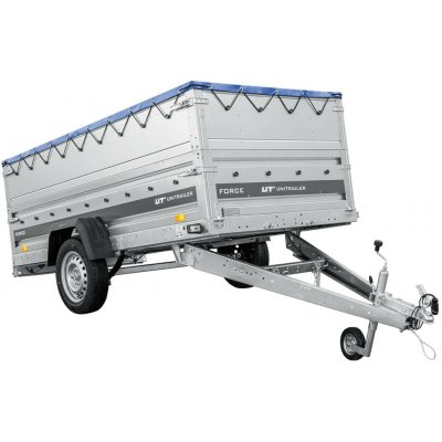 UNITRAILER Jednonápravový přívěs na pružinách 264x125 FORCE 264/R KIPP s bočnicemi BIS, rámem H-0 a modrou plachtou – Hledejceny.cz