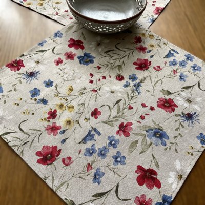 Mks & Porizbags Látkové prostírání z režné látky barevná louka 45x45 cm – Sleviste.cz