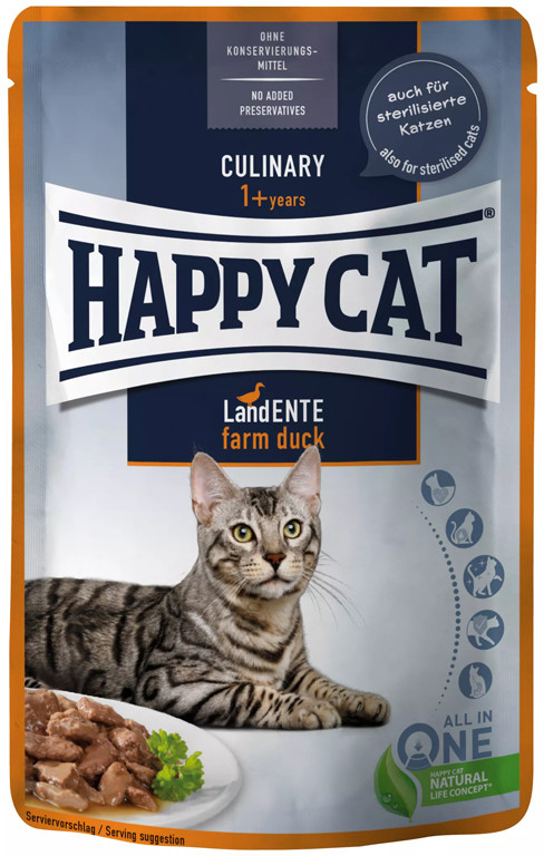 Happy Cat Pouches Meat in Sauce Culinary Land Ente 85 g