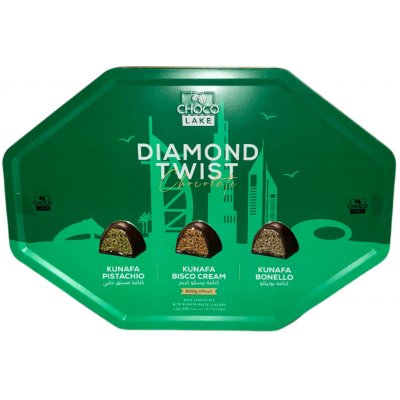 Choco Lake Diamond Twist Chocolate Kunafa & Pistachio mléčné čokoládové pralinky s náplní 0,6 kg – Zboží Dáma