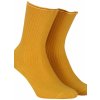 Netlačící dámské žebrované ponožky W.994 žlutá