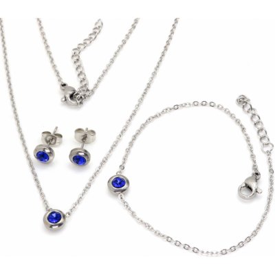 Linda's Jewelry sada šperků modrá Circle chirurgická ocel IS026 – Zboží Mobilmania