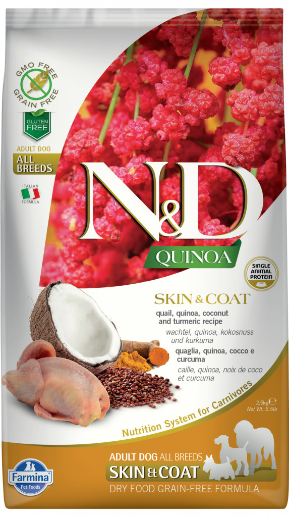 N&D Quinoa Dog Adult Skin & Coat Grain Free Quail & Coconut 2 x 7 kg