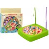 Magnetky pro děti Lean Toys Fishing Arcade Game 15 kusů rybářských prutů zelená