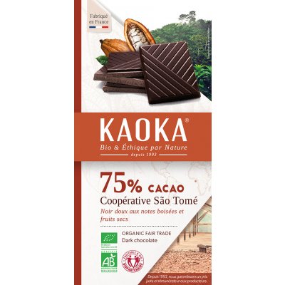 Kaoka Bio Čokoláda hořká São Tomé 75% 100 g – Zboží Mobilmania