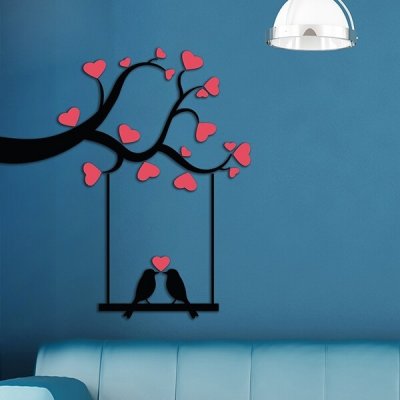 Crearreda Samolepicí dekorace FM L Love Ramage 58512 Větev se srdíčky a ptáčky 1 arch 47x70 cm – Zboží Mobilmania