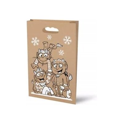 Taška mikulášská papírová, přírodní hnědá Čerti 26 x 41 cm – Zboží Dáma