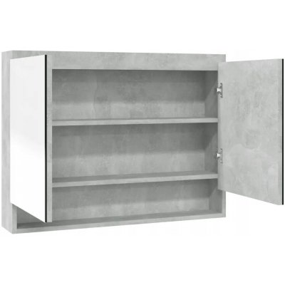 Koupelnová skříňka se zrcadlem, 80x15x60 cm, MDF, šedá betonu – Hledejceny.cz