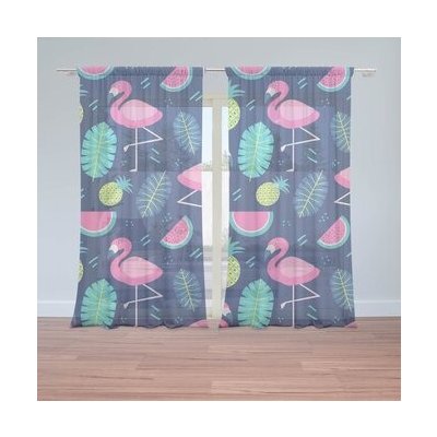 Sablio Záclony Růžoví plameňáci: 2ks 150x250cm – Hledejceny.cz