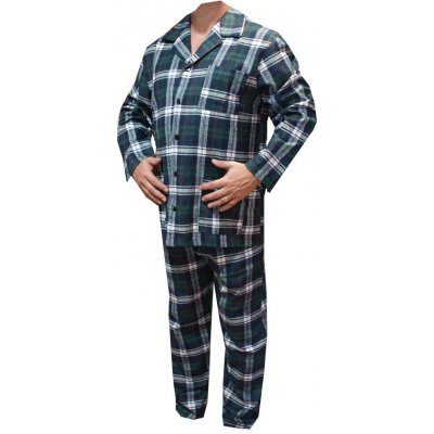 Xcena pánské pyžamo dlouhé propínací flanel zelené – Zboží Mobilmania