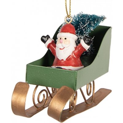 Clayre & Eef Zelená plastová vánoční ozdoba sáně – 10x3x8 cm – Hledejceny.cz