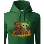 Dámská mikina Mistr Yoda a Groot zelená Canvas – Zboží Mobilmania