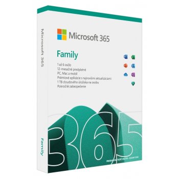 Microsoft 365 pre rodiny 1 rok SK krabicová verzia 6GQ-01601 nová licencia