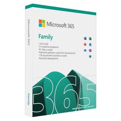 Microsoft 365 pre rodiny 1 rok SK krabicová verzia 6GQ-01601 nová licencia