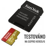 SanDisk Micro SDXC Extreme 64GB 160MB/s A2 UHS-I U3 V30 pro akční kamery + SD adaptér SDSQXA2-064G-GN6AA