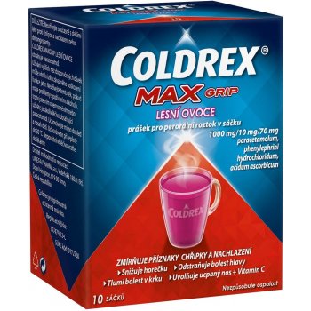 COLDREX MAXGRIP LESNÍ OVOCE POR 1000MG/10MG/70MG POR PLV SOL SCC 10 II