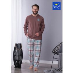 Key 450 pánské pyžamo dlouhé hnědé