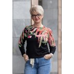 JULIALILIA Elegantní svetr TÁŇA [2124] Zelené květy – Zboží Dáma