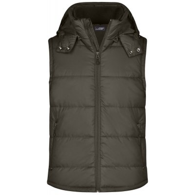 James & Nicholson zimní vesta s kapucí JN1004 hnědá – Zboží Mobilmania