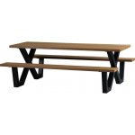 WOOOD Tablo Zahradní jídelní stůl s lavicemi 206 x 145 cm - přírodní/černá – Hledejceny.cz