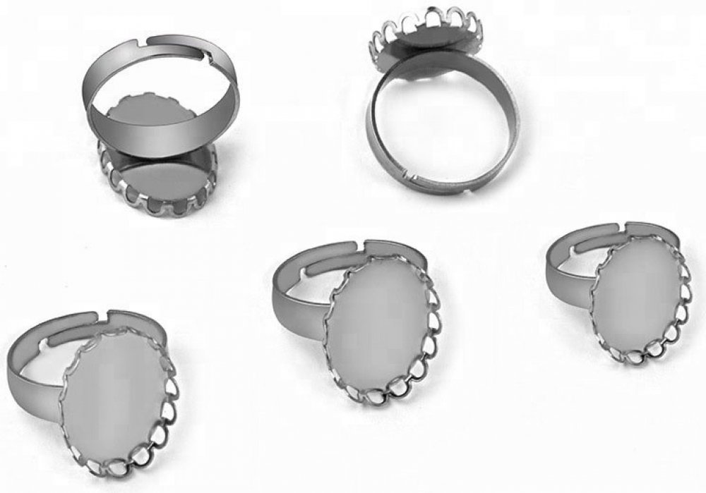 Prsten s oválným lůžkem z chirurgické oceli různé velikosti - 13 x 18mm RI  006 | Srovnanicen.cz