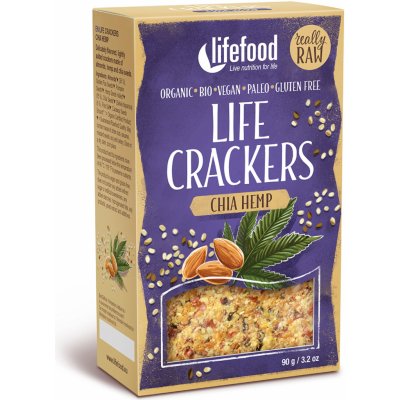 Life Crackers konopné s chia raw 90 g BIO LIFEFOOD