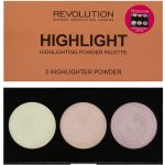 Makeup Revolution Radiance paletka rozjasňujících pudrů 3 Radiant Lights Highlighters 15 g