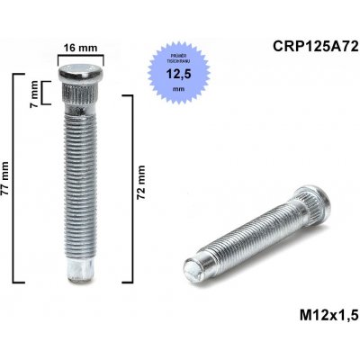 Kolový svorník - šteft M12x1,5x72 tisícihran průměr 12,50mm, CRP125A72 OPEL