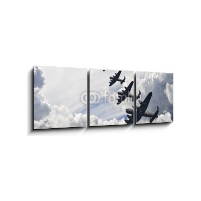 Obraz 3D třídílný - 150 x 50 cm - World War Two British vintage flight formation Druhá světová válka britská letová formace – Hledejceny.cz