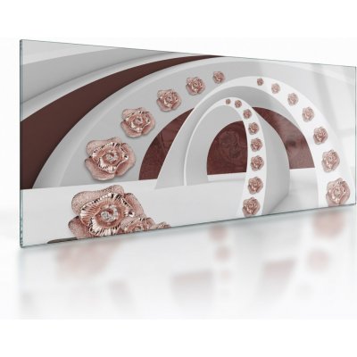 Skleněný obraz - 3D oblouky s květy, jednodílný 100x50 cm na skle – Sleviste.cz
