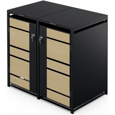 Blumfeldt BinSafe box na odpadky 2 odpadkové koše 240 l uzamykatelný pozinkovaná ocel javor – HobbyKompas.cz