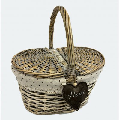 Vingo Proutěný piknikový koš se srdíčkem oválný – Zboží Dáma