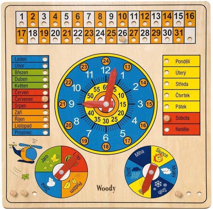 Woody Víceúčelový kalendář s hodinami a barometrem od 410 Kč - Heureka.cz