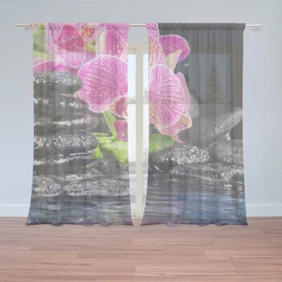 Záclony Orchidej na kamenech: 2 ks - 150x250 cm - Sablio – Hledejceny.cz
