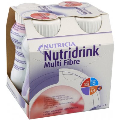 NUTRIDRINK MULTI FIBRE S PŘÍCHUTÍ JAHODOVOU POR SOL 4X200ML – Zboží Mobilmania