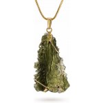 Vltavín Moldavite Zlatý přívěs s neopracovaným vltavínem P25 0133 – Zboží Mobilmania