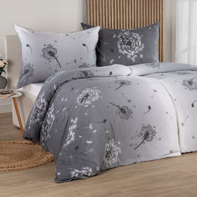 decoDoma Flanelové povlečení PAMPELIŠKA šedá 140x200 70x90 – Zboží Dáma