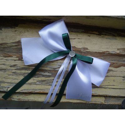 Atlasová mašle na auto bílá - tmavě zelená 689 – Hledejceny.cz