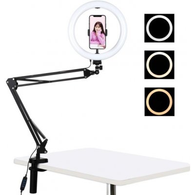 Puluz Selfie Ring kruhové LED světlo 10'' + držák na stůl, černé PKT3090B – Hledejceny.cz