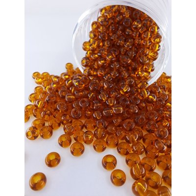 Rokajl Preciosa 6/0 - transparentní medově hnědá - 1 g – Zboží Dáma