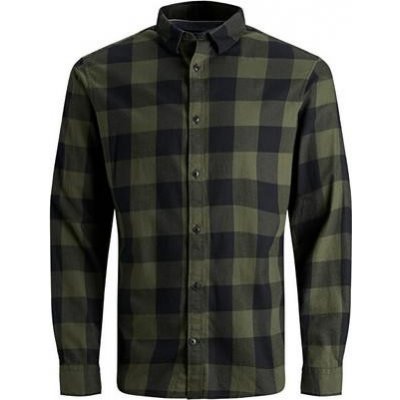 Jack&Jones pánská košile JJEGingham slim fit 12181602 dusty olive