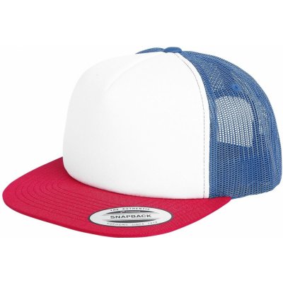 Yupoong Čepice Retro Trucker Trucker bílá/námořnická modrá/rudá – Sleviste.cz