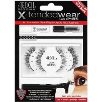 Ardell X-Tended Wear Lash System X-Tended Demi Wispies 1 ks + lepidlo na řasy X-Tended Wear 1 g + aplikátor 1 ks + odstraňovač řas 1 ks + kartáček na řasy 1 ks