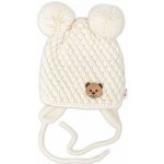Baby Nellys Zimní pletená čepice Teddy Bear na zavazování ecru béžová – Hledejceny.cz