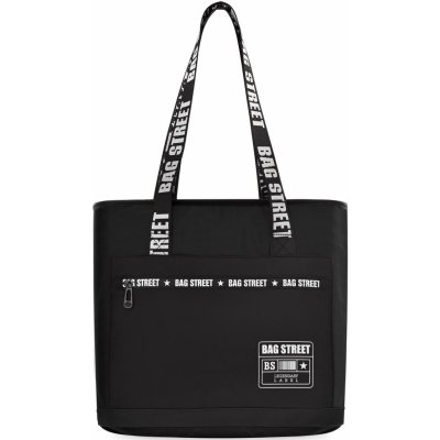 Bag street dámská městská taška sportovní velká taška prostorná shopper taška s popruhy s potiskem černá – Zboží Mobilmania