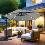 Avenberg Velký polohovatelný slunečník Sunny LED 300, šedá – Sleviste.cz