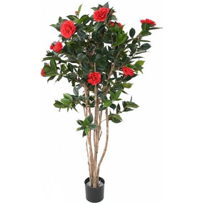 Luxusní umělý kvetoucí keř CAMELIA JAPONICA DOUBLE NEW červená, 160cm – Zbozi.Blesk.cz