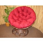 Ratanový papasan houpací hnědý, polstr vínový – Zboží Mobilmania