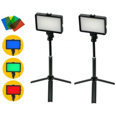 FILM-TECHNIKA Set dvou LED foto video světel se stativy ER-120 Napájení přes klasický USB kabel – Zboží Mobilmania