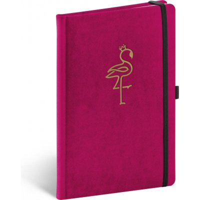 Presco Notes Samet Plameňák, linkovaný, 13 × 21 cm – Zboží Dáma